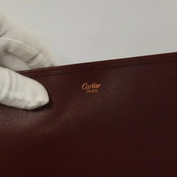 CARTIER Must Line Clutch Bag Leather Bordeaux Gold - Picture 8 of 15